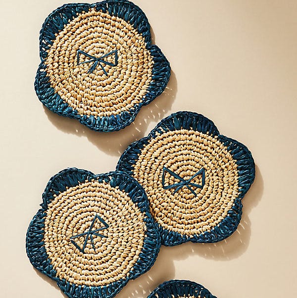 Handwoven Bow Coasters, Set of 4