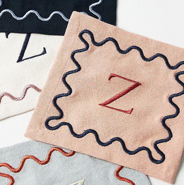 Monogram Cotton Cocktail Napkins, Set of 4