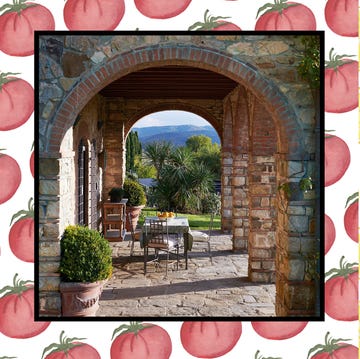 Outdoor dining area alongside a vibrant indoor dining space.