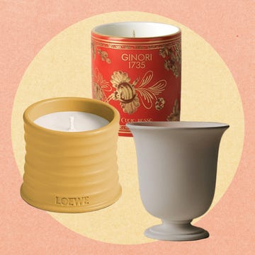 Decorative candles in unique containers.