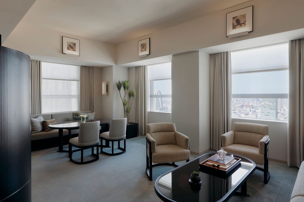 luxurious hotel suite lounge area